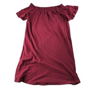 Caslon Burgundy Off Shoulder Midi Cotton Shift Dress